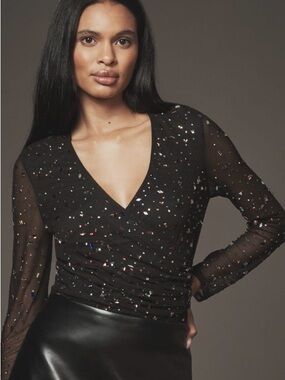 Hutch Evia beaded sheer long-sleeve top-New with tag! (Anthropologie)